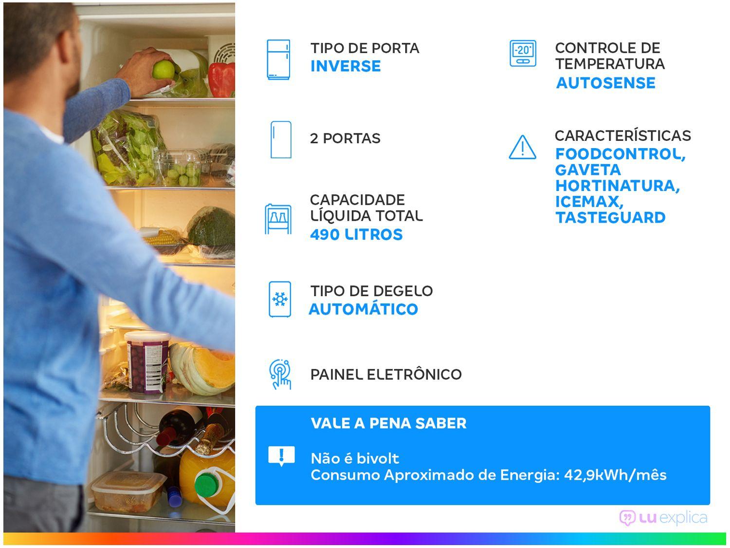 Geladeira/Refrigerador Electrolux Frost Free Inverse Branca 490L Efficient AutoSense IB7