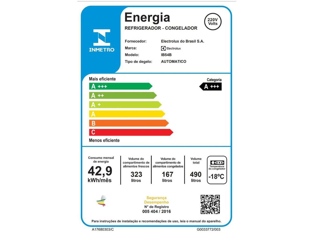Geladeira/Refrigerador Electrolux Frost Free Inverse Preto 490L IB54B