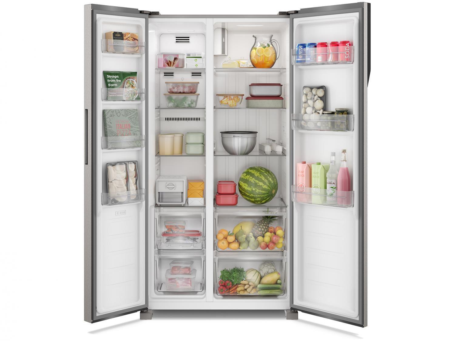 Geladeira/Refrigerador Electrolux Frost Free Side by Side Inox Look 435L Efficient IS4S