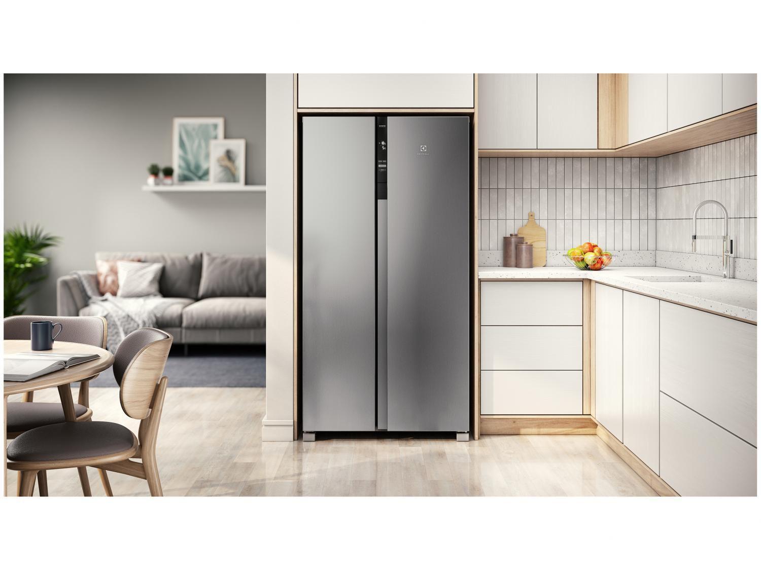 Geladeira/Refrigerador Electrolux Frost Free Side by Side Inox Look 435L Efficient IS4S