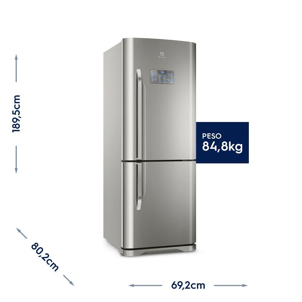 Geladeira/Refrigerador Frost Free Inox 454L Bottom Freezer Electrolux