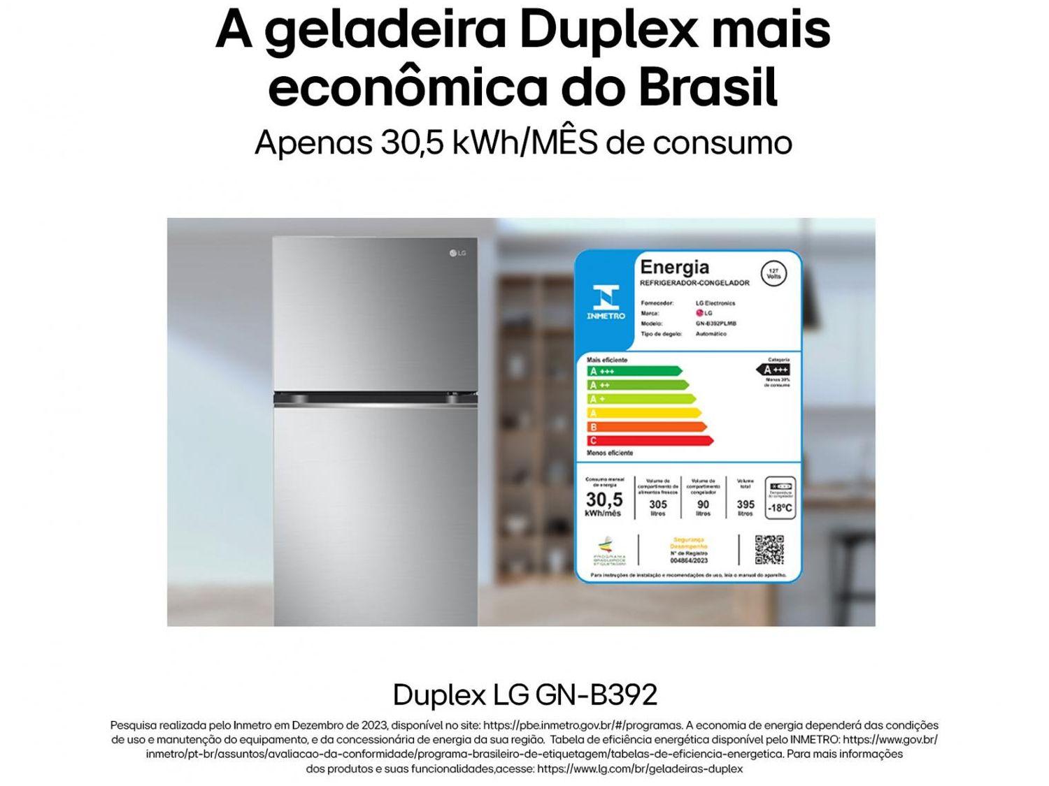 Geladeira/Refrigerador LG Frost Free 395L Duplex