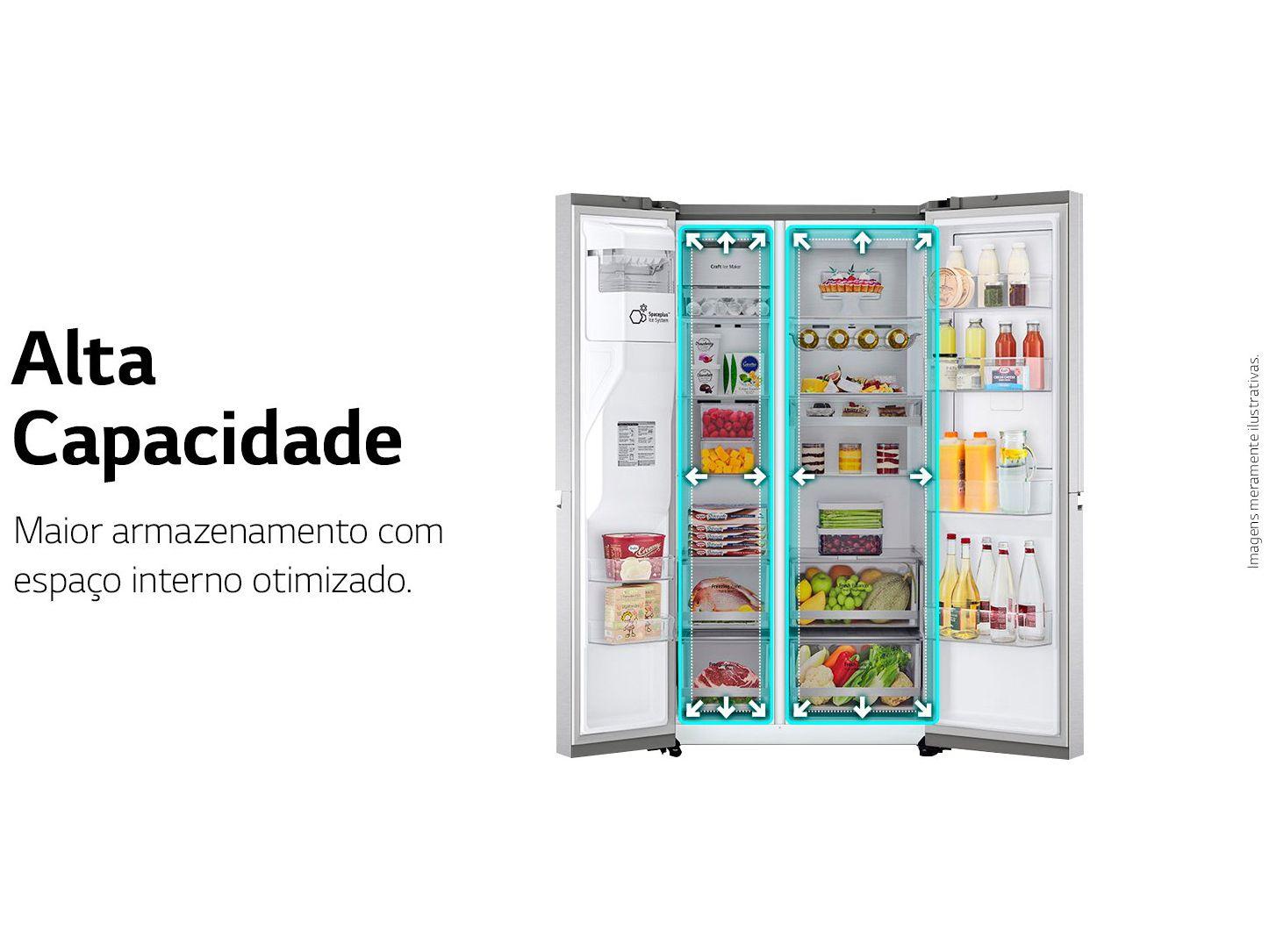 Geladeira/Refrigerador LG Frost Free Side by Side 598L com Dispenser de Água GC-X257C