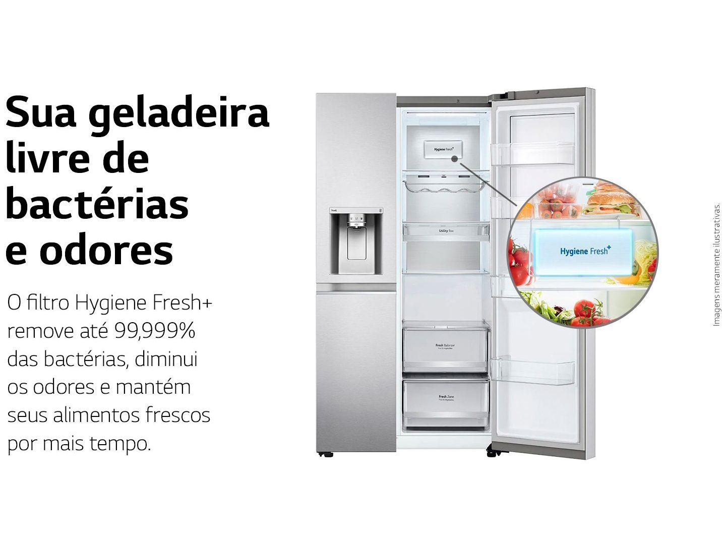 Geladeira/Refrigerador LG Frost Free Side by Side 598L com Dispenser de Água GC-X257C