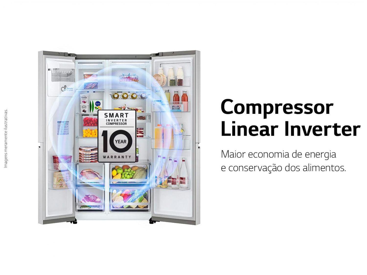 Geladeira/Refrigerador LG Frost Free Side by Side 598L com Dispenser de Água GC-X257C