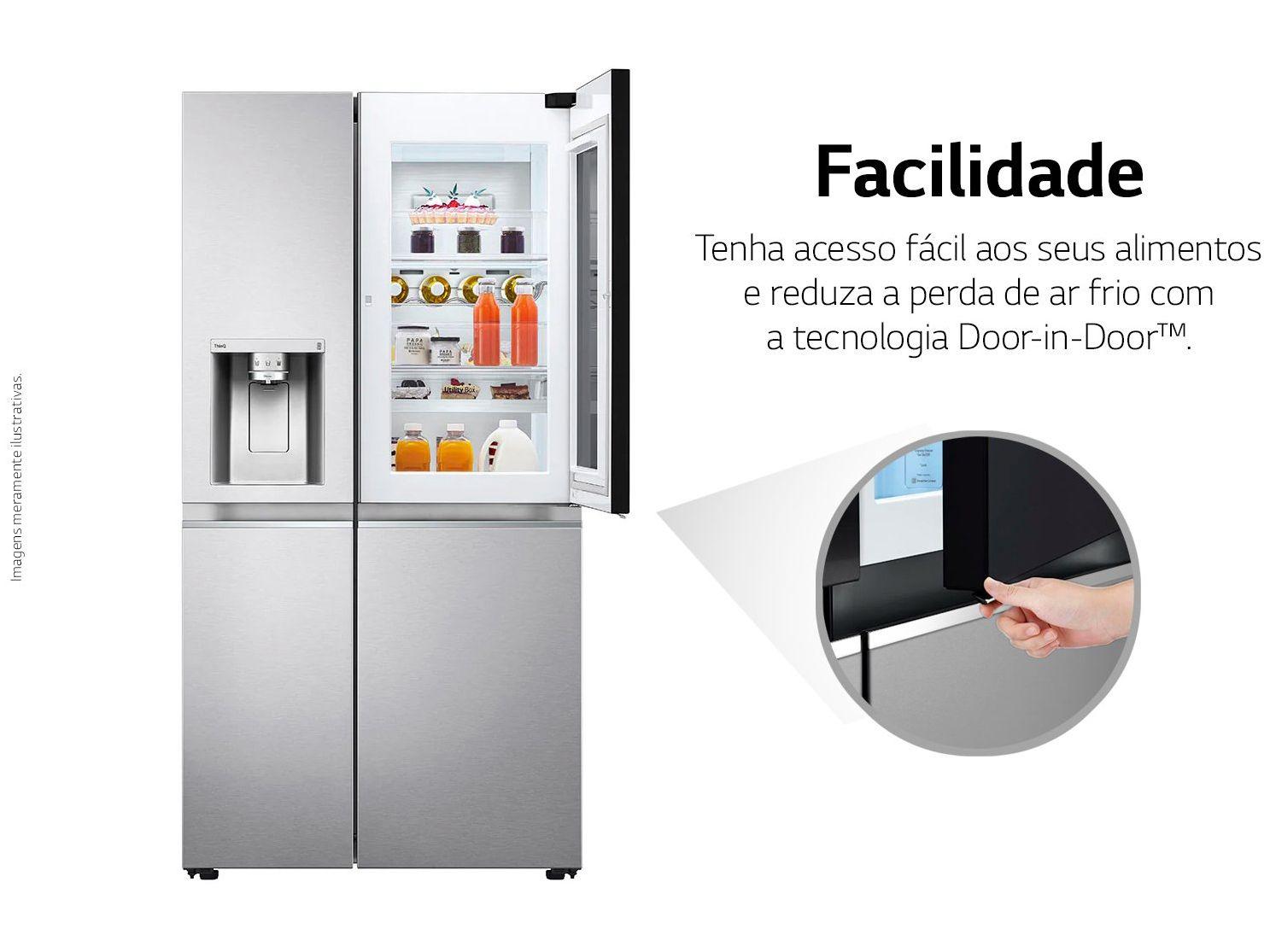 Geladeira/Refrigerador LG Frost Free Side by Side 598L com Dispenser de Água GC-X257C