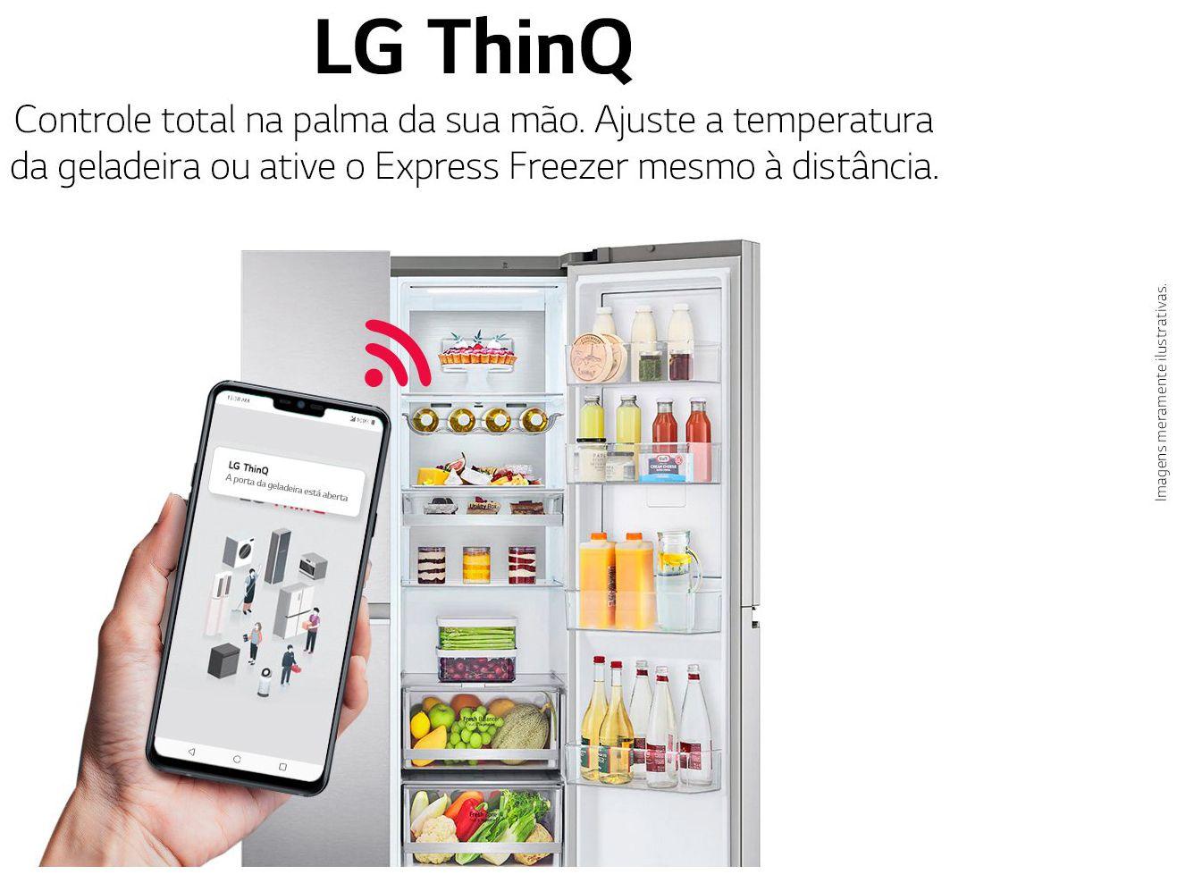 Geladeira/Refrigerador LG Frost Free Side by Side 598L com Dispenser de Água GC-X257C