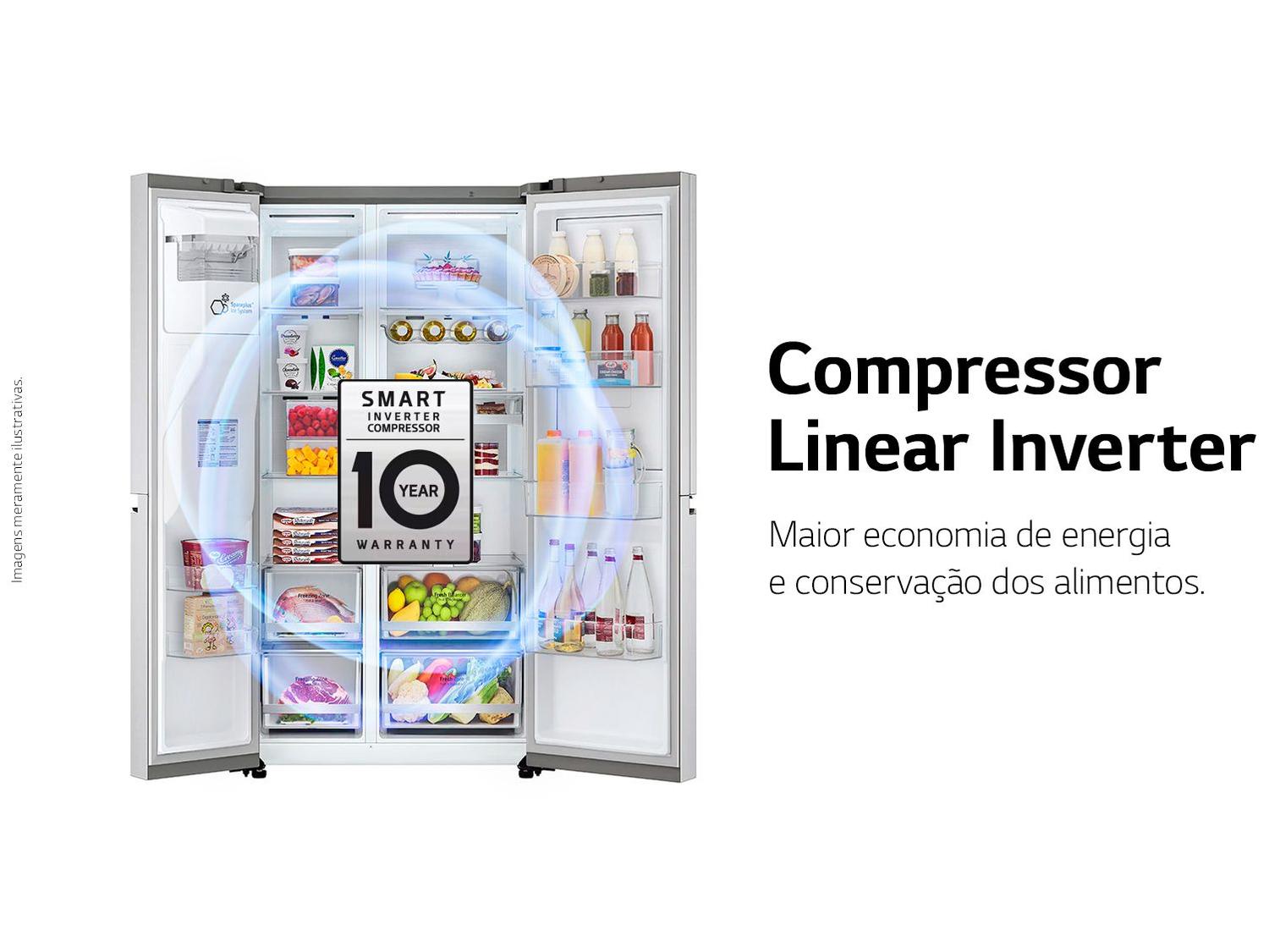 Geladeira/Refrigerador LG Frost Free Smart Side by Side 611L com Dispenser de Água GC-L257S