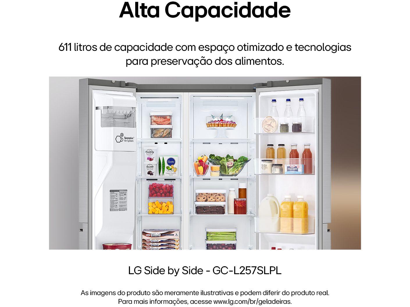 Geladeira/Refrigerador LG Frost Free Smart Side by Side 611L com Dispenser de Água GC-L257S