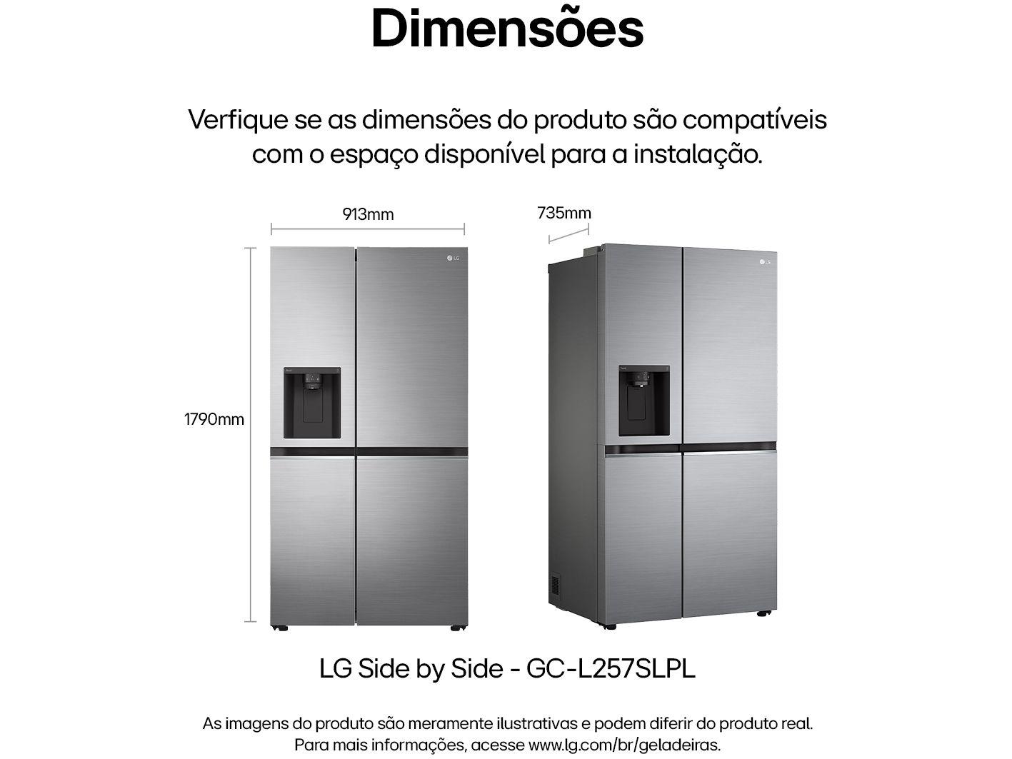 Geladeira/Refrigerador LG Frost Free Smart Side by Side 611L com Dispenser de Água GC-L257S