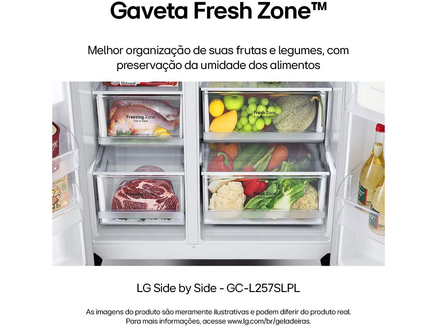 Geladeira/Refrigerador LG Frost Free Smart Side by Side 611L com Dispenser de Água GC-L257S