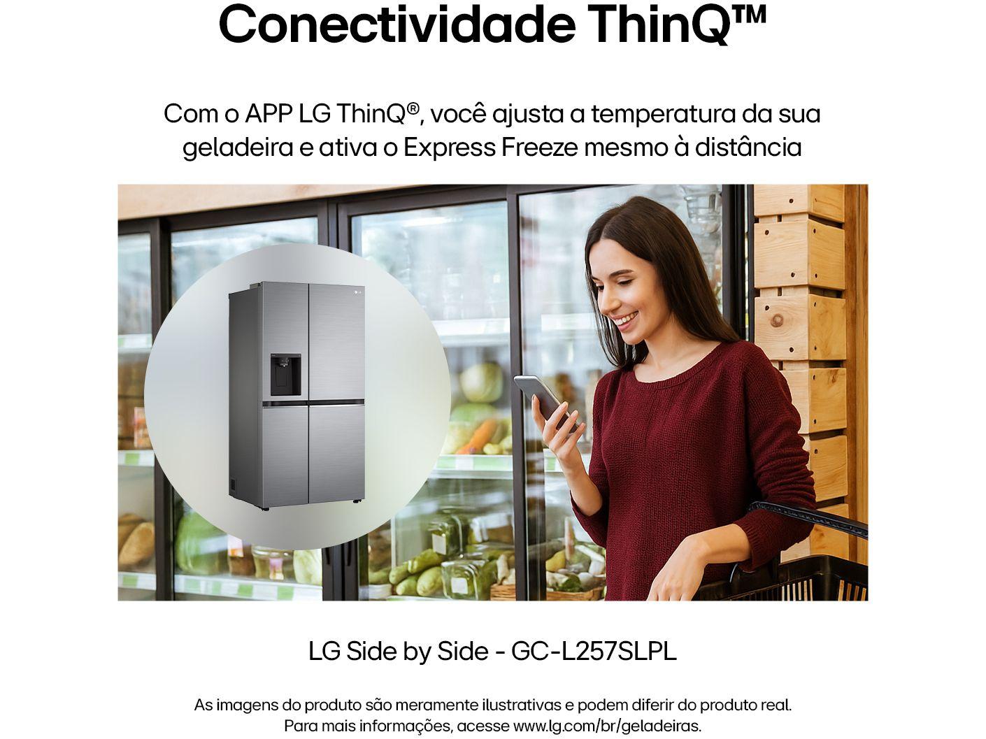 Geladeira/Refrigerador LG Frost Free Smart Side by Side 611L com Dispenser de Água GC-L257S