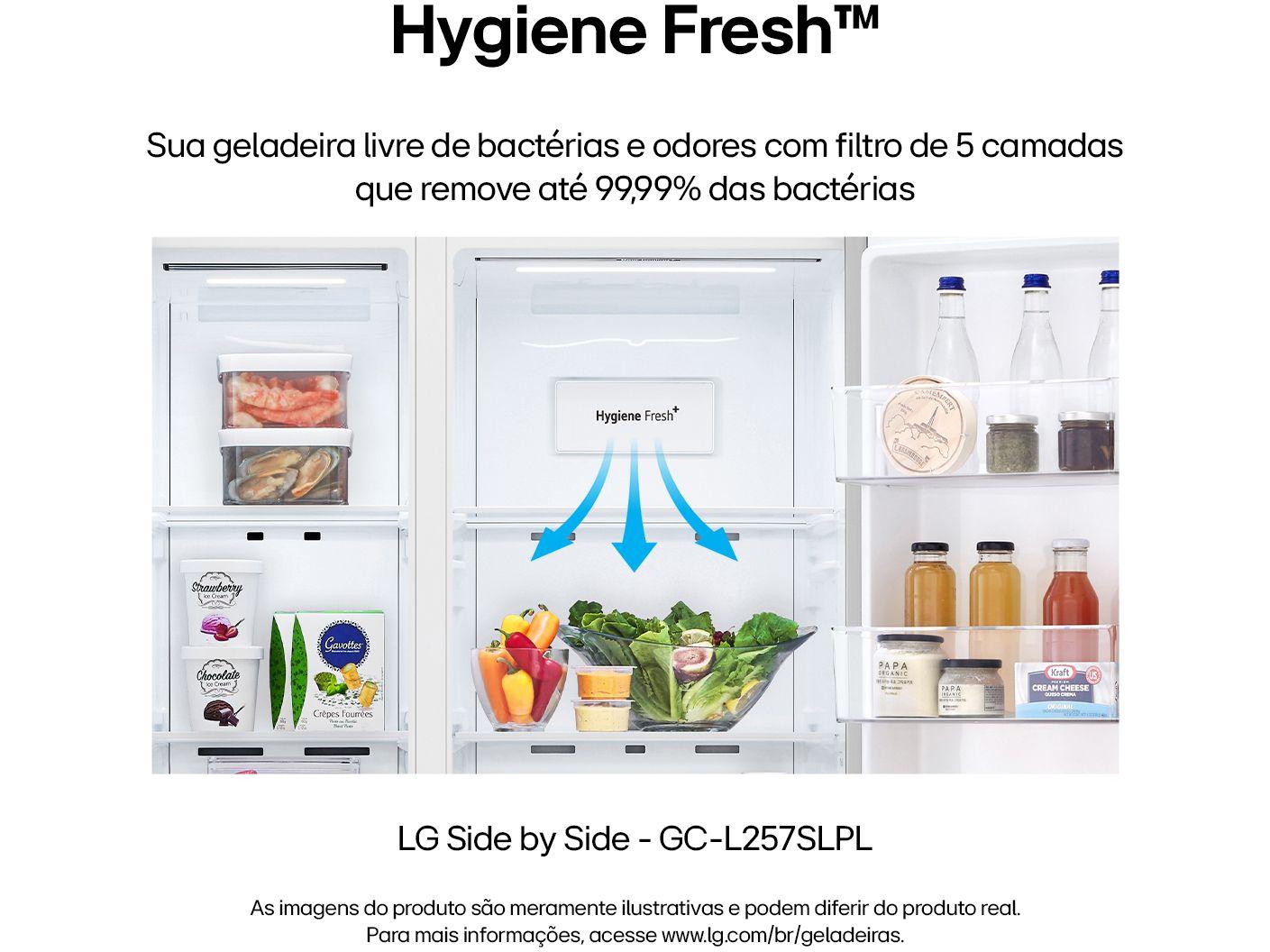 Geladeira/Refrigerador LG Frost Free Smart Side by Side 611L com Dispenser de Água GC-L257S