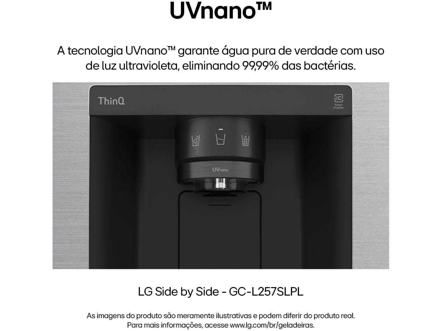 Geladeira/Refrigerador LG Frost Free Smart Side by Side 611L com Dispenser de Água GC-L257S