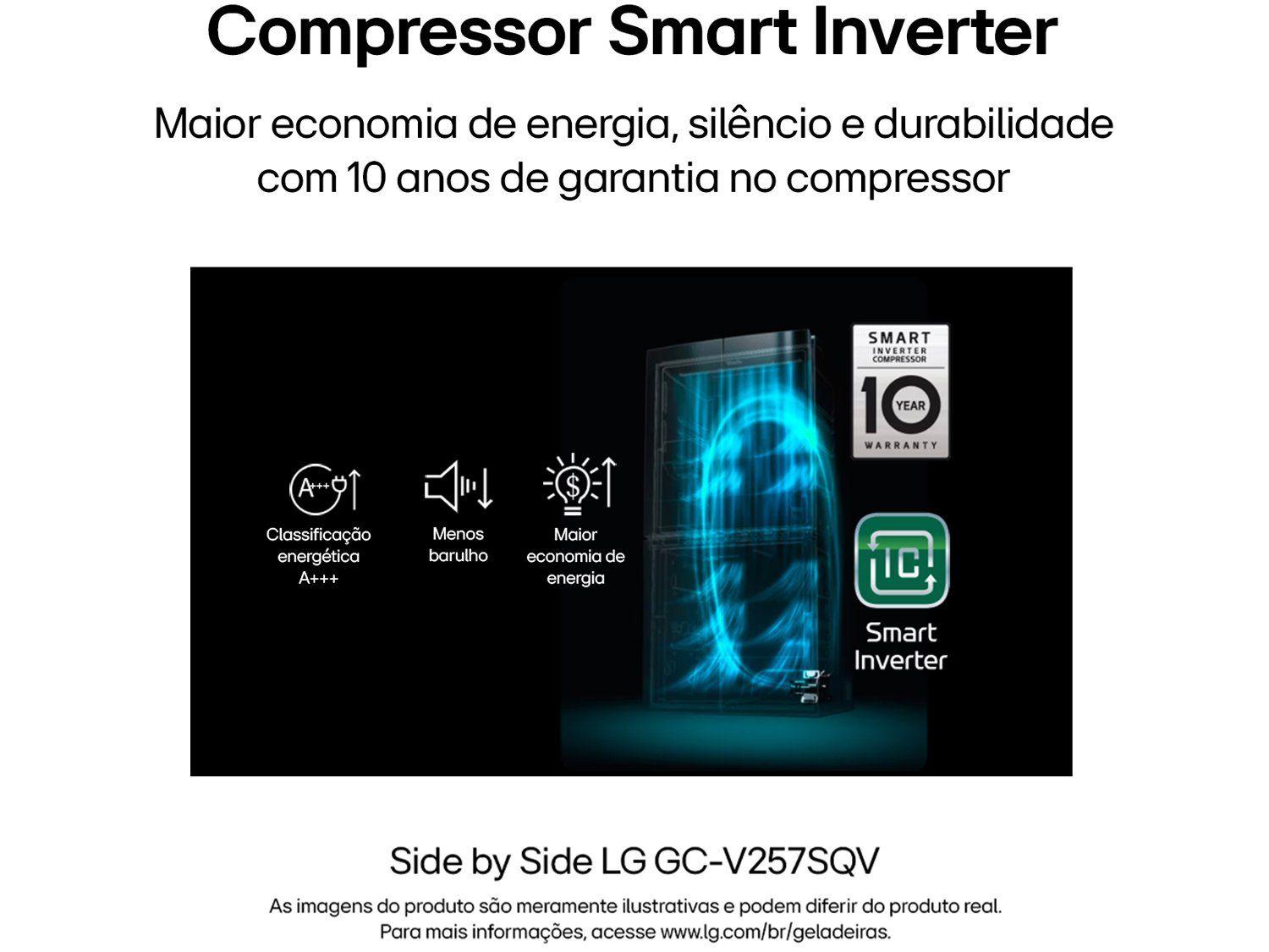 Geladeira/Refrigerador LG Smart Frost Free Inox