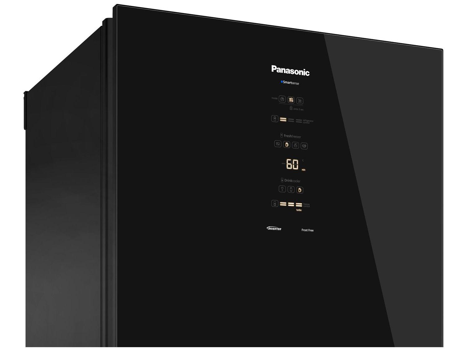 Geladeira/Refrigerador Panasonic Frost Free Duplex Inverse Black Glass 450L BB65