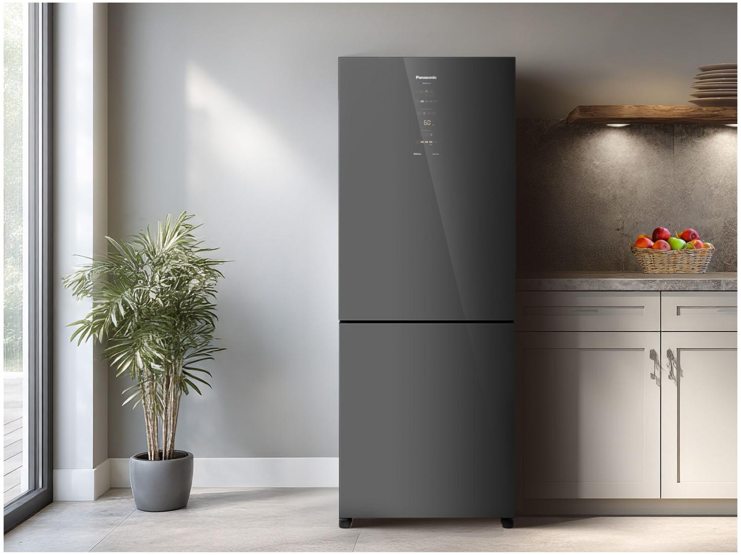 Geladeira/Refrigerador Panasonic Frost Free Duplex Inverse Espelhada 450L BB65 Diamond Glass