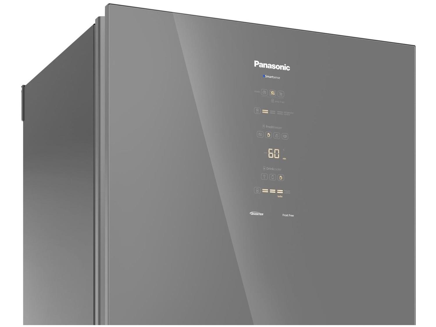 Geladeira/Refrigerador Panasonic Frost Free Duplex Inverse Espelhada 450L BB65 Diamond Glass