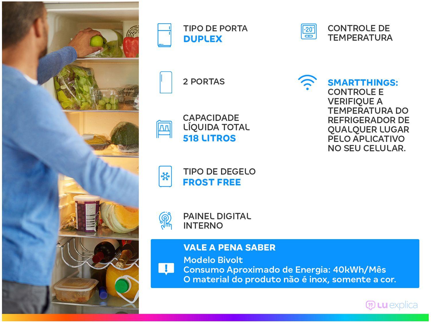 Geladeira/Refrigerador Samsung Frost Free Duplex Smart Prata 518L RT53 Bivolt