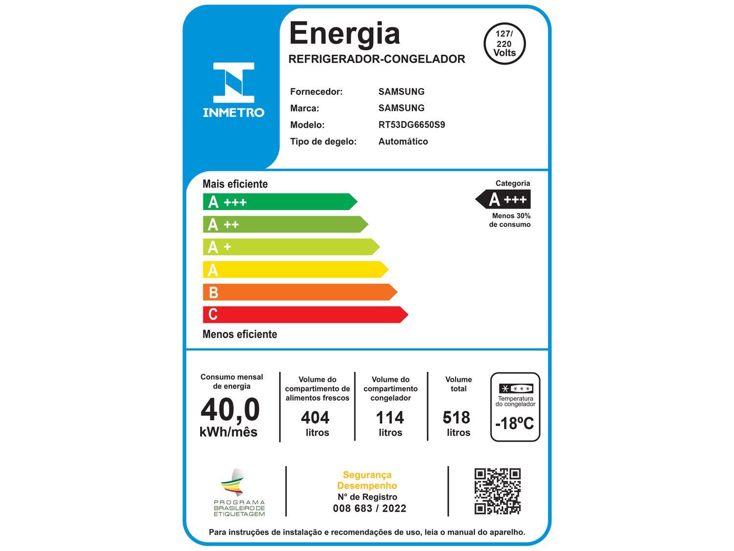 Geladeira/Refrigerador Samsung Frost Free Duplex Smart Prata 518L RT53 Bivolt