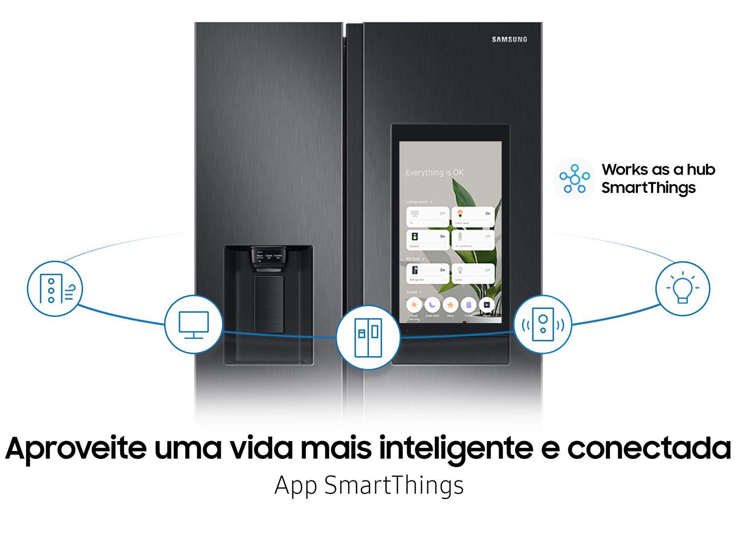 Geladeira/Refrigerador Samsung Smart Side by Side Black Inox 585L Family Hub RS58T5561