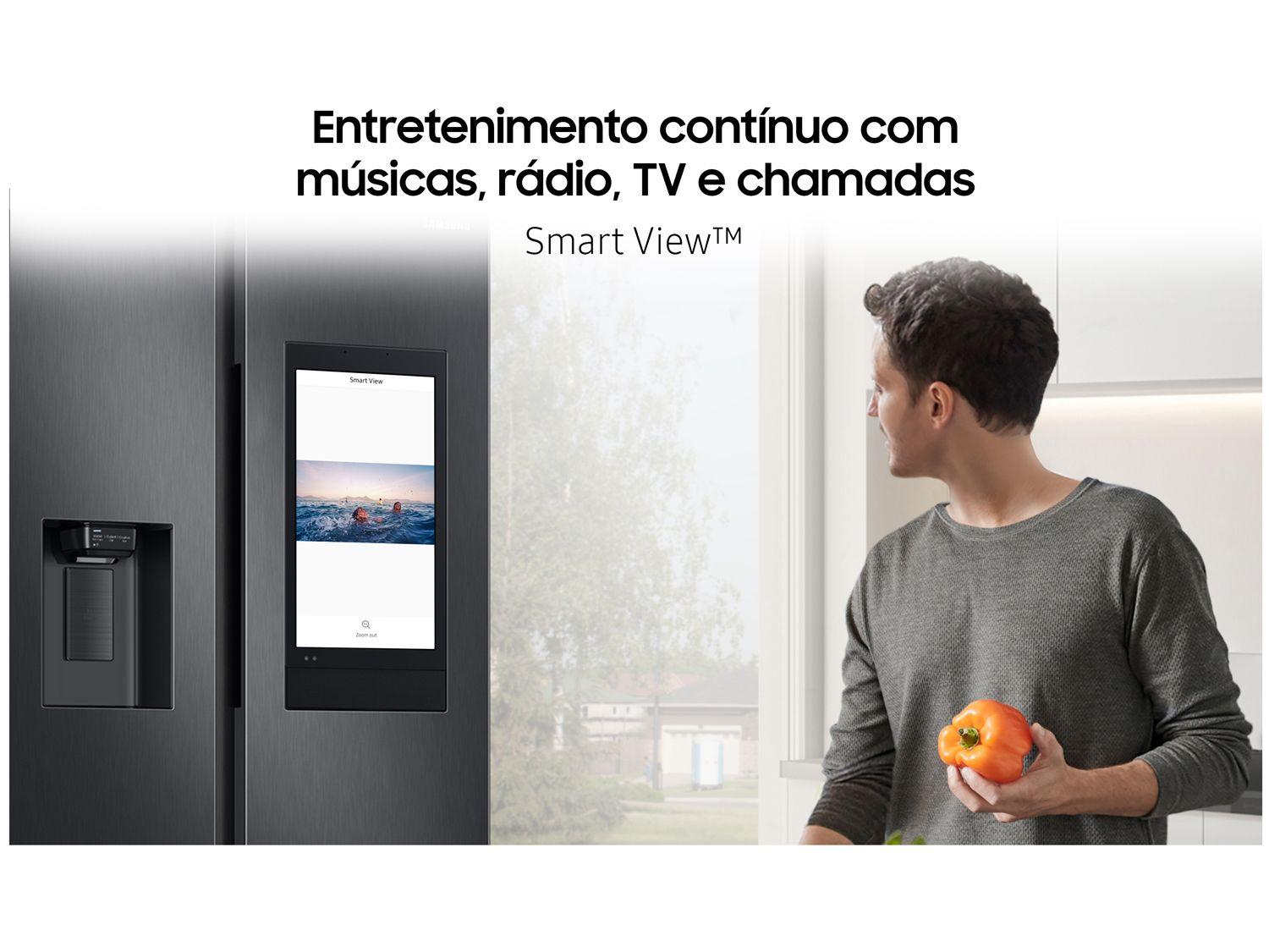 Geladeira/Refrigerador Samsung Smart Side by Side Black Inox 585L Family Hub RS58T5561