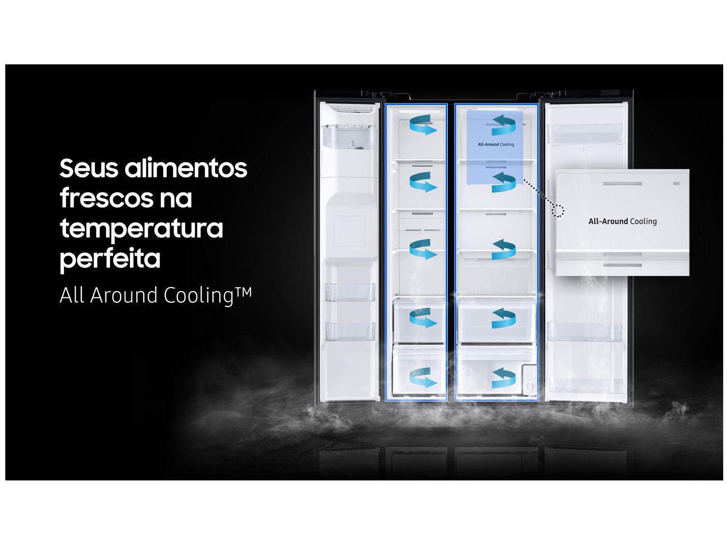 Geladeira/Refrigerador Samsung Smart Side by Side Black Inox 585L Family Hub RS58T5561