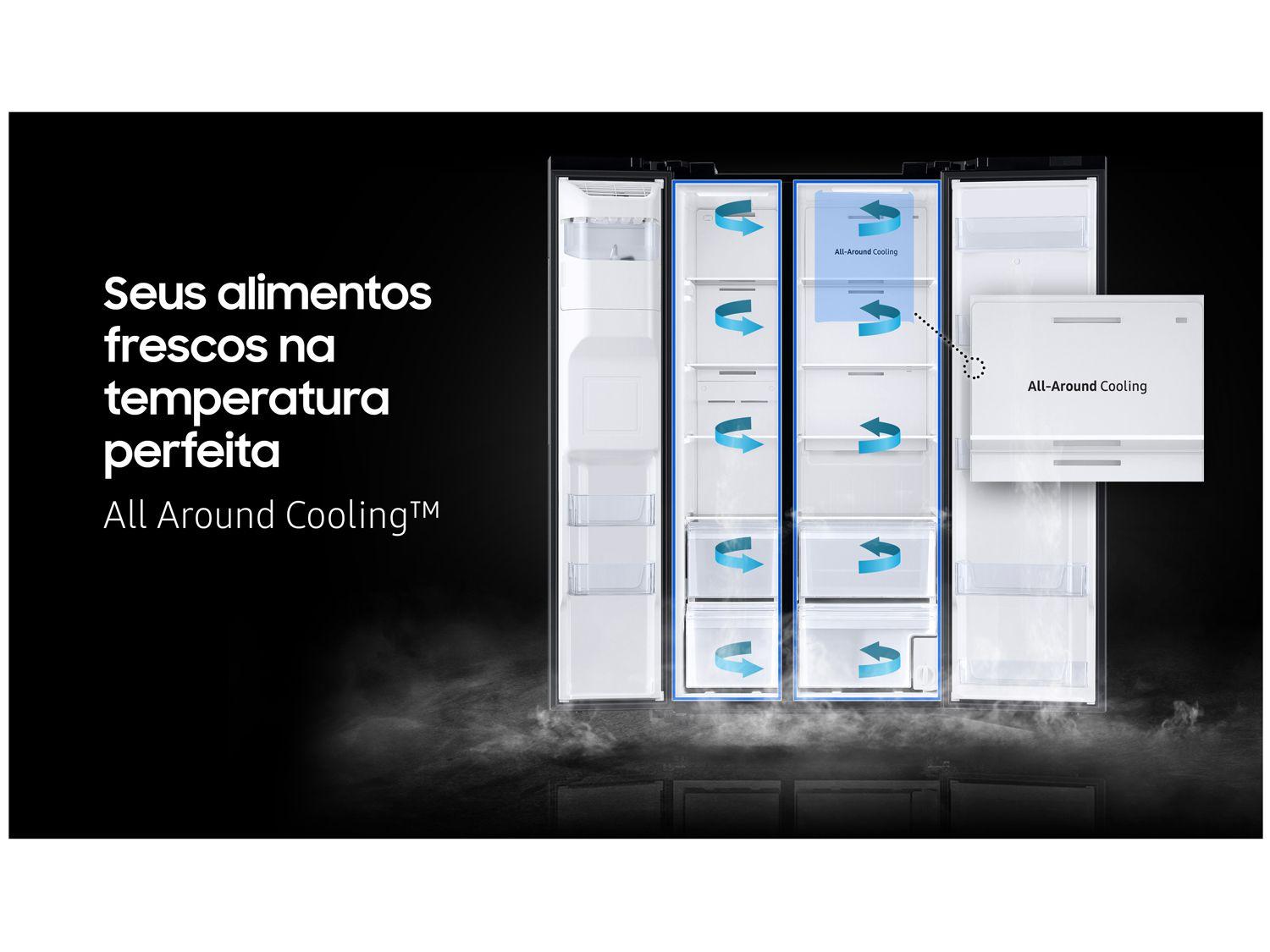 Geladeira/Refrigerador Samsung Smart Side by Side Black Inox 585L Family Hub RS58T5561