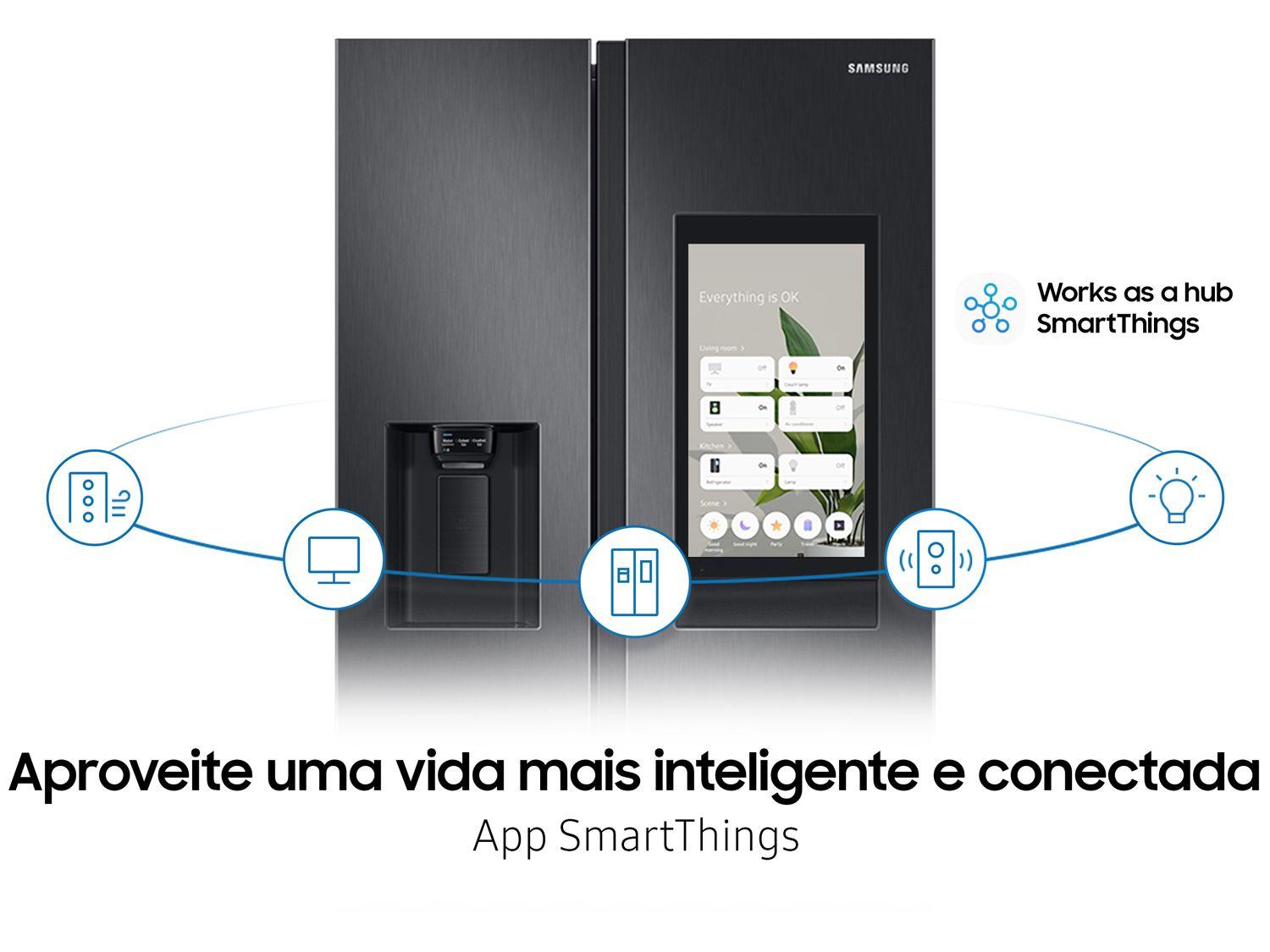 Geladeira/Refrigerador Samsung Smart Side by Side Black Inox 585L Family Hub RS58T5561