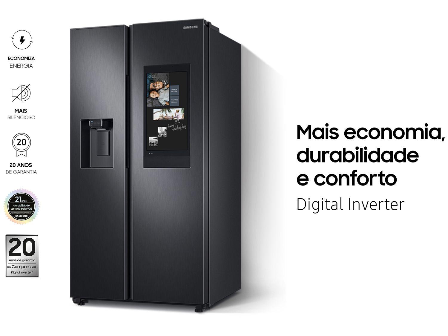 Geladeira/Refrigerador Samsung Smart Side by Side Black Inox 585L Family Hub RS58T5561
