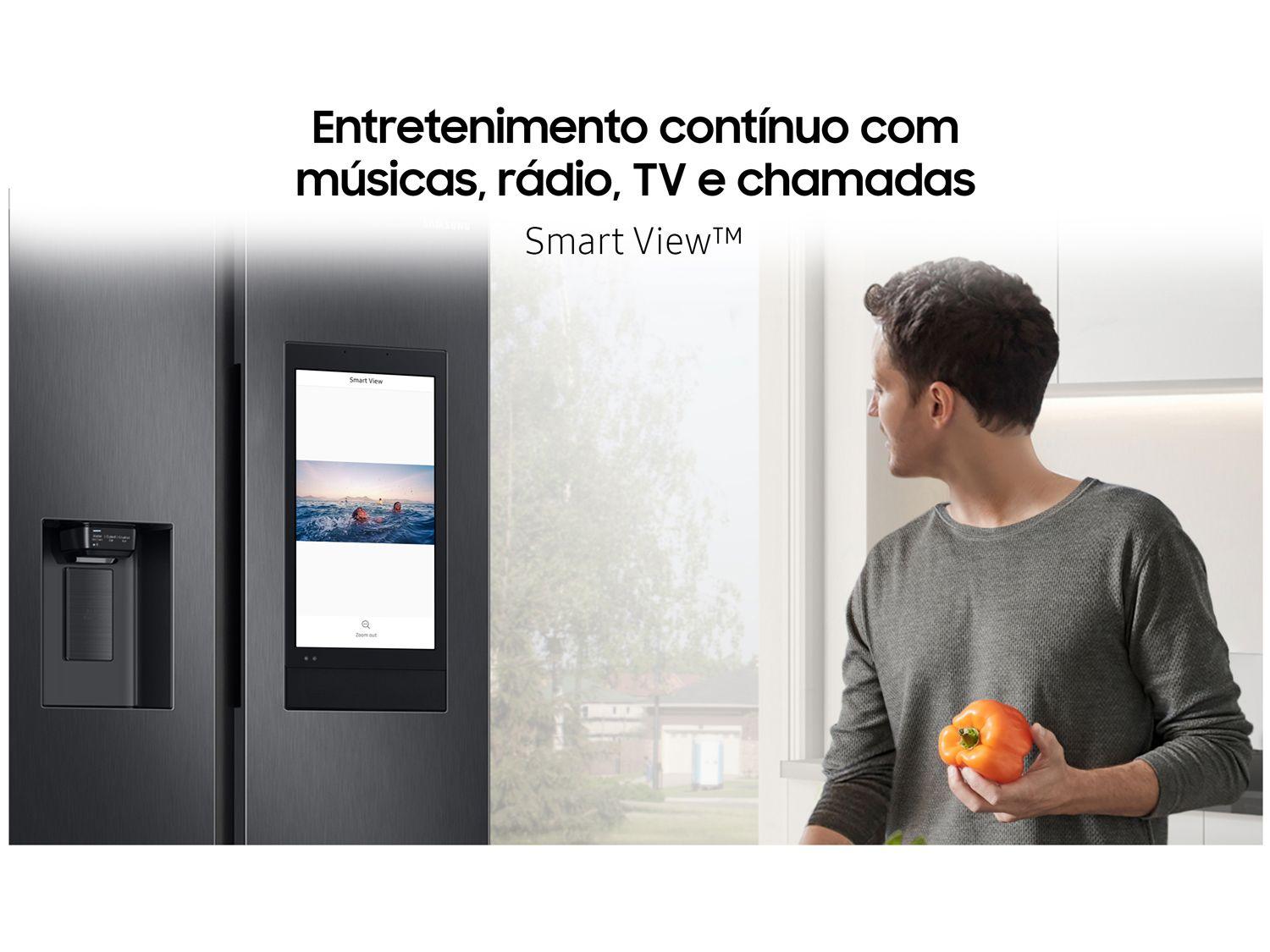 Geladeira/Refrigerador Samsung Smart Side by Side Black Inox 585L Family Hub RS58T5561