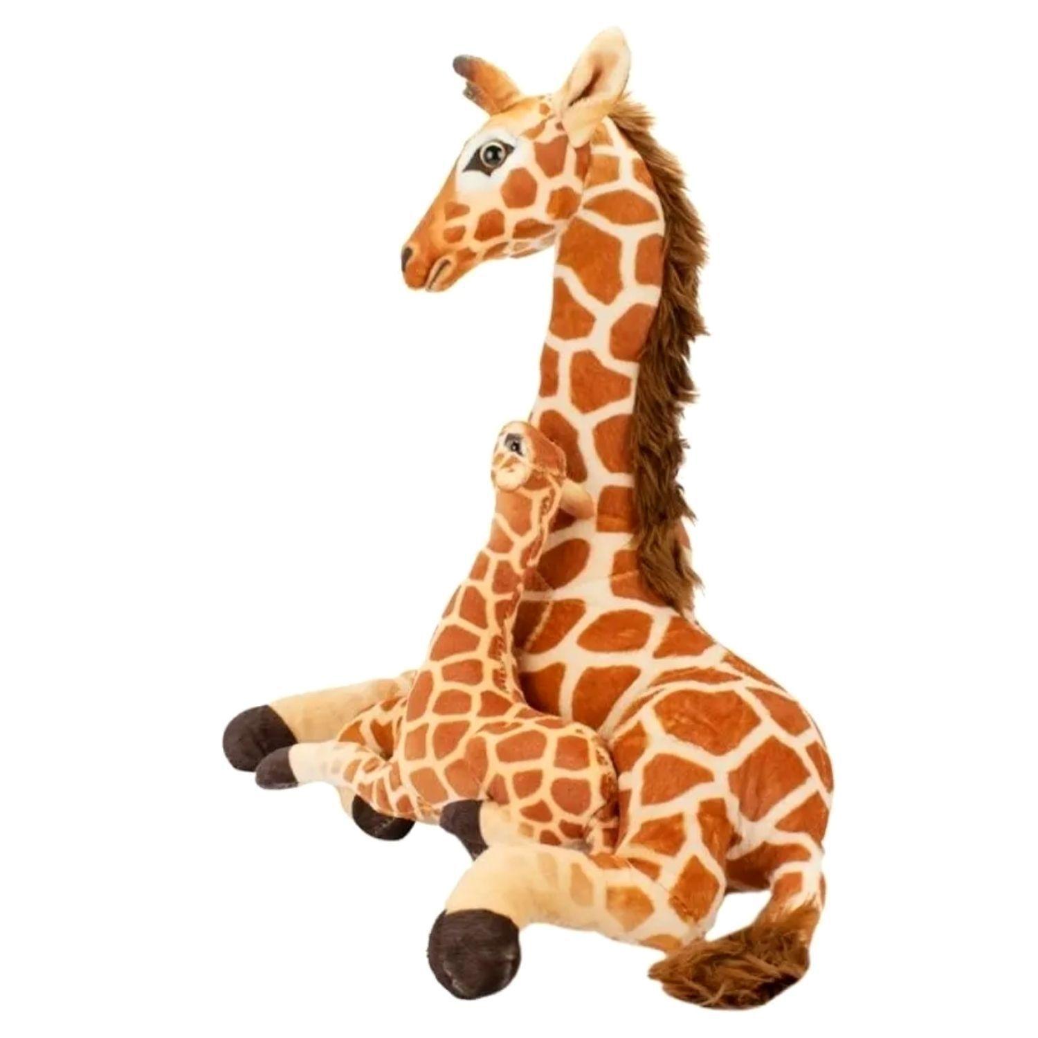 Girafa De Pelúcia Com Filhote Realista Safari Deitada - Fofy - Fofy ...