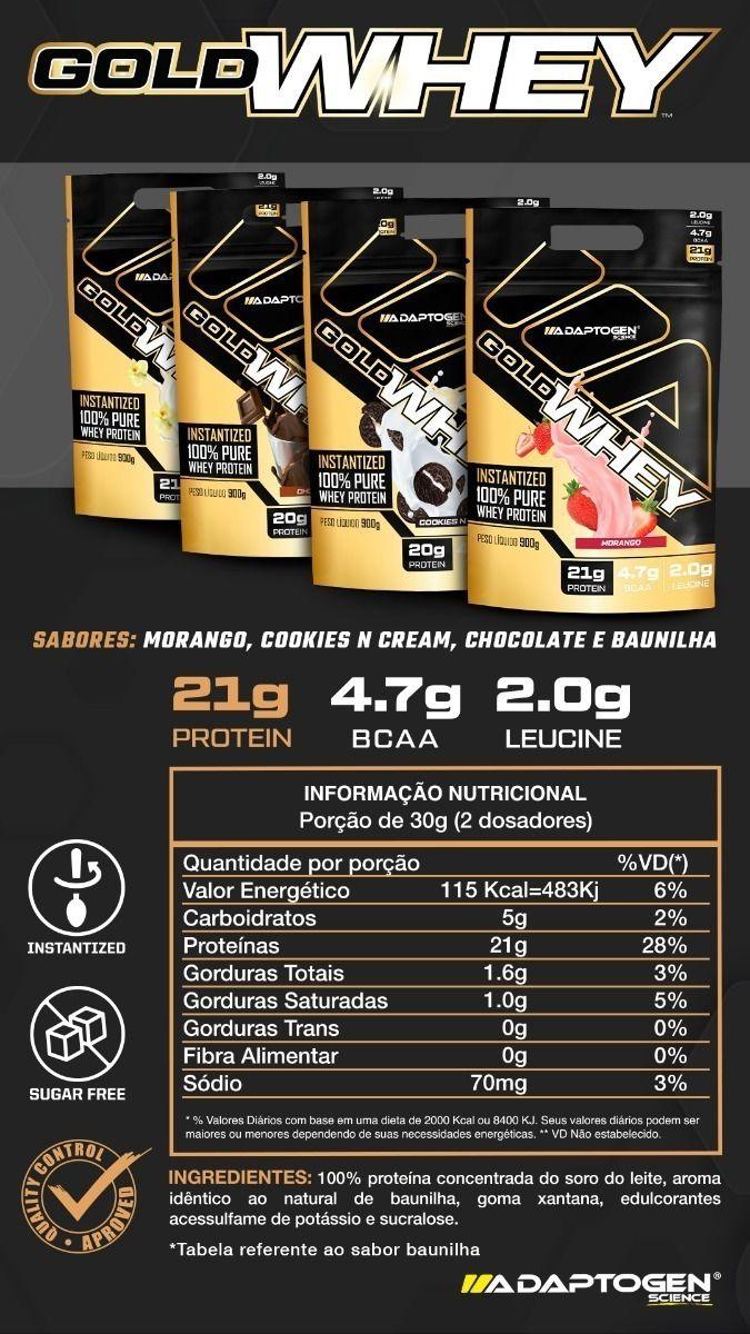 Gold Whey Protein 900g Refil Adaptogen Whey Concentrada