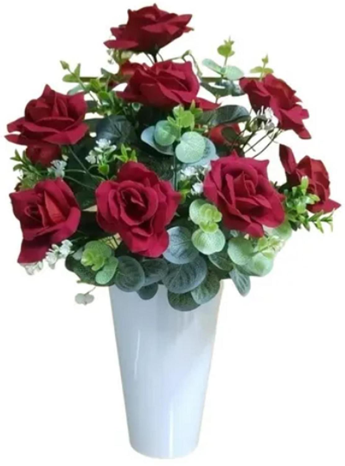 GRANDE) Arranjo Decorativo De Mesa Grande Rosas Vermelhas Aveludadas Vaso  de Flores Artificiais - BONITO DECORA - Arranjos de Flores - Magazine Luiza