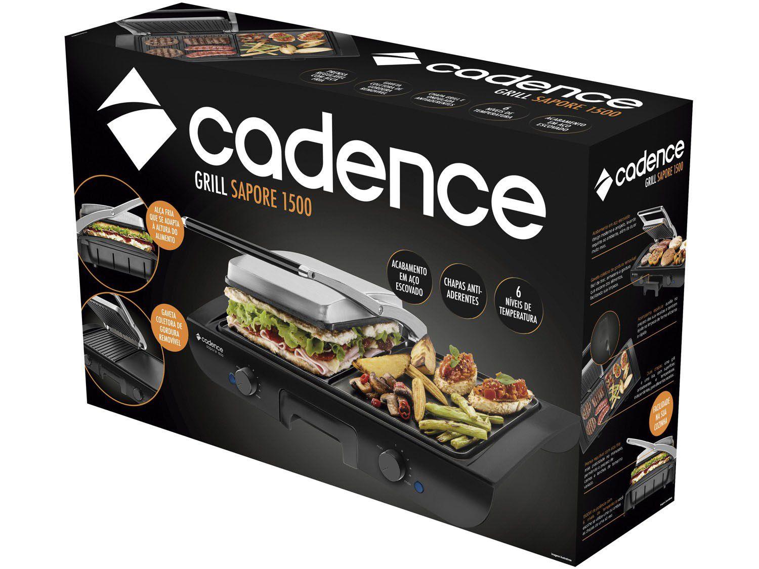 Grill Cadence Sapore Retangular 1500W - Coletor de Gordura - Grill/Sanduicheira - Magazine Luiza