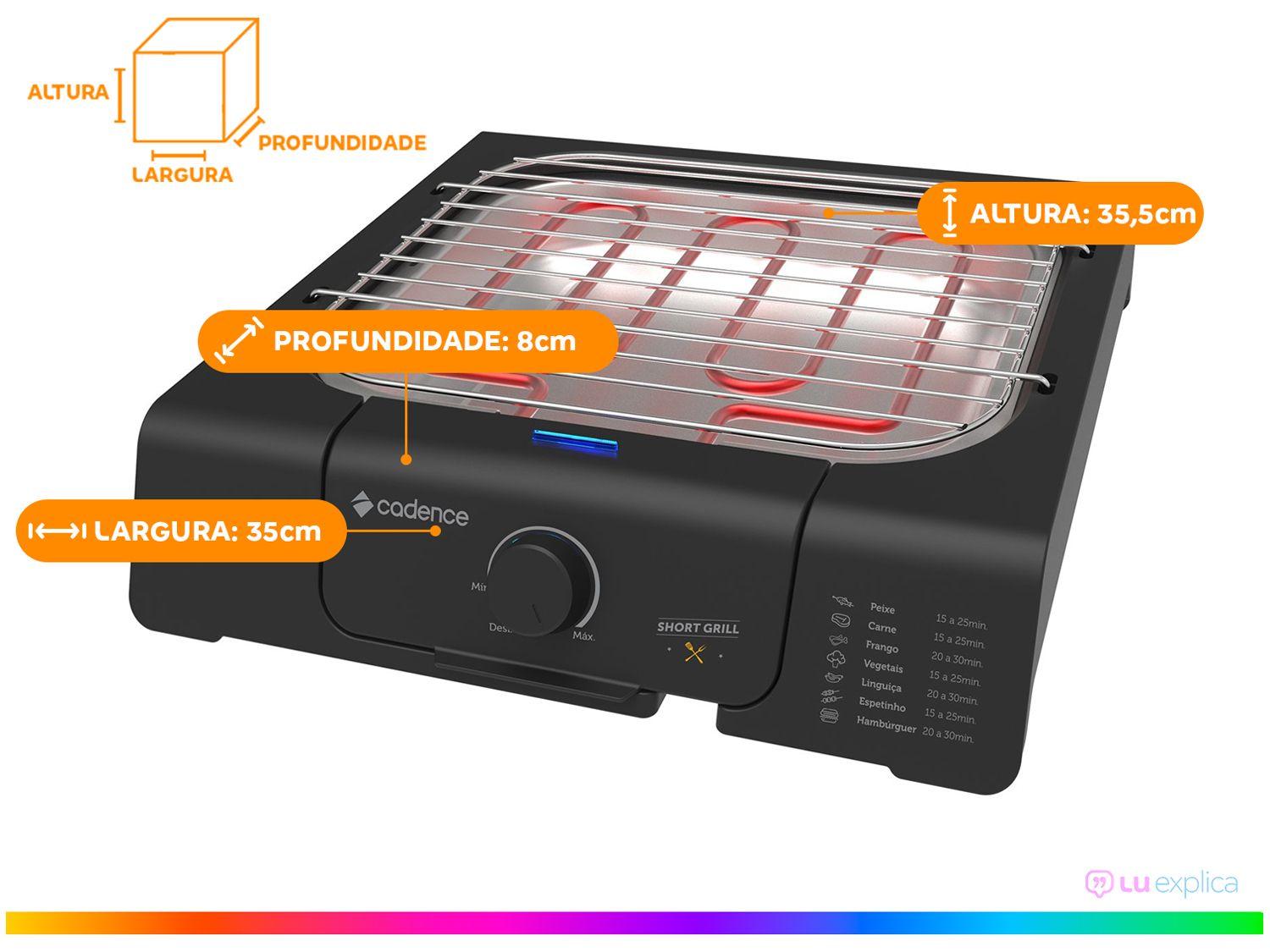 Grill Cadence Short Grill Quadrado 1200W
