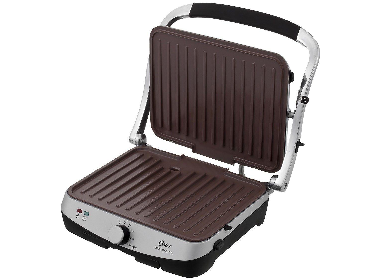 Grill Oster Bioceramic CKSTPA4881 Quadrado 1500W Coletor de Gordura Grill, Sanduicheira e