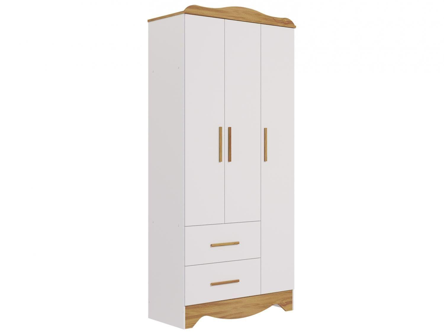 Guarda-roupa 2 Gavetas 3 Portas Moveis Peroba Harmonia