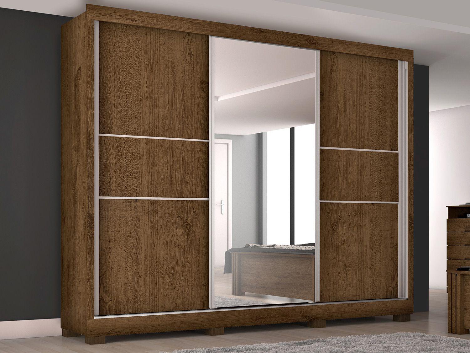 Imagem de Guarda-roupa Casal 3 Portas de Correr 3 Gavetas