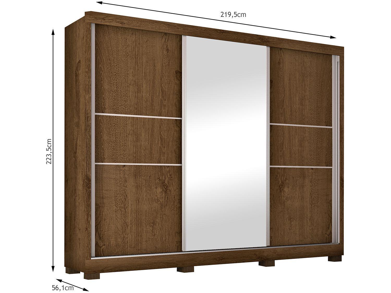 Imagem de Guarda-roupa Casal 3 Portas de Correr 3 Gavetas