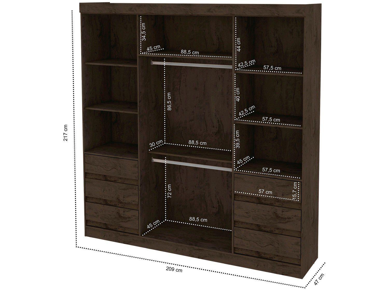 Imagem de Guarda-roupa Casal 4 Portas 6 Gavetas