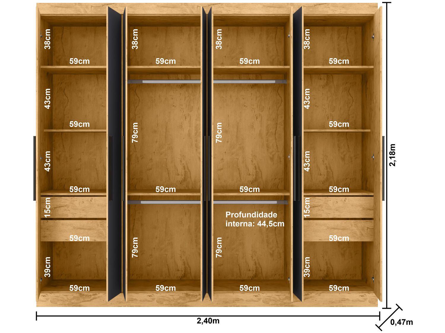 Guarda-roupa Casal 8 Portas 4 Gavetas