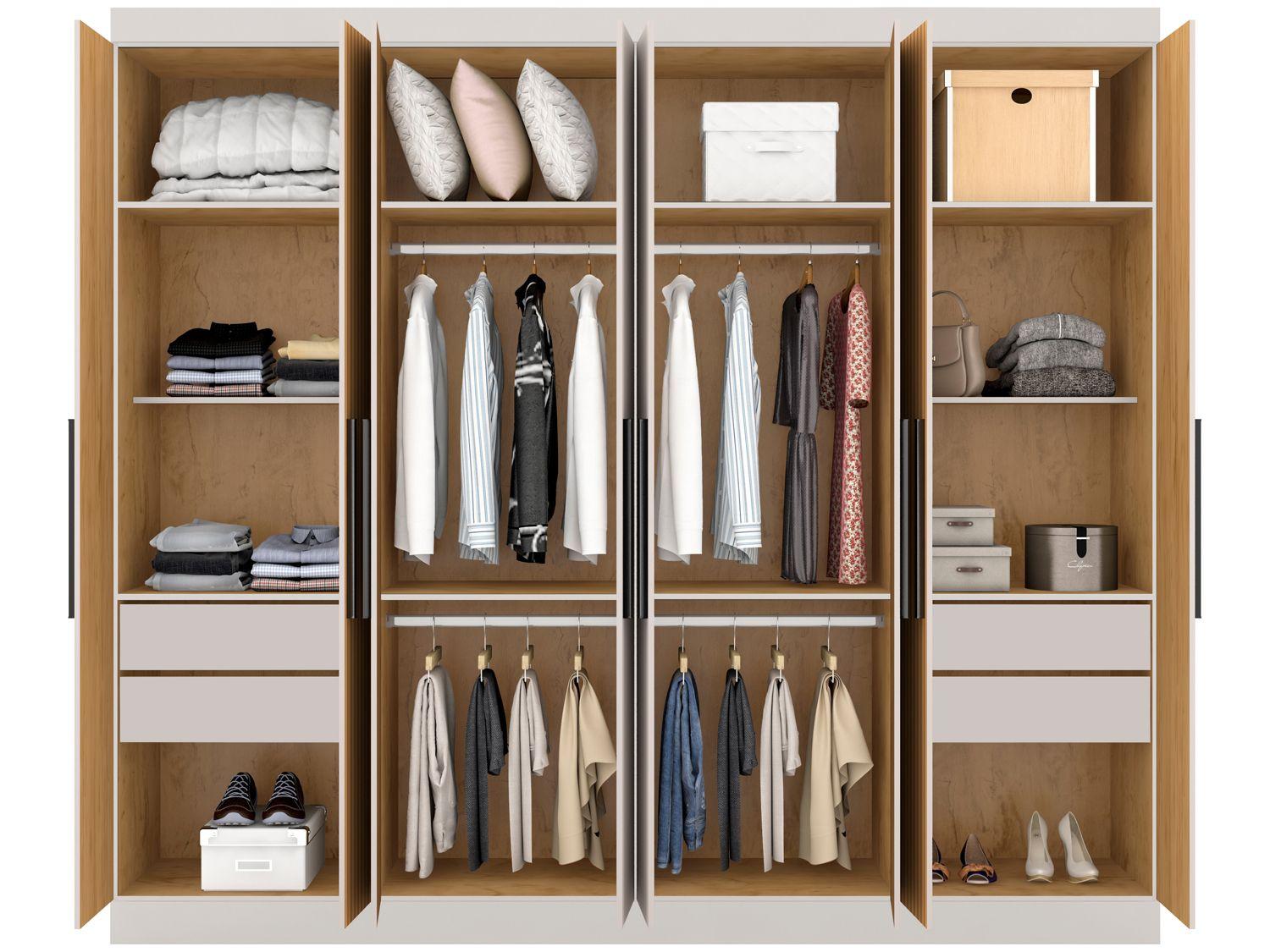 Guarda-roupa Casal 8 Portas 4 Gavetas Araplac Porto | Shopping Smiles