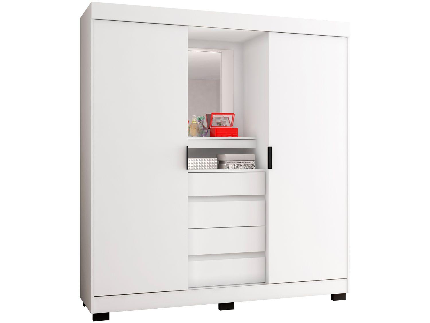 Guarda-roupa Casal com Espelho 2 Portas de Correr 4 Gavetas Araplac Sintra CAP24024