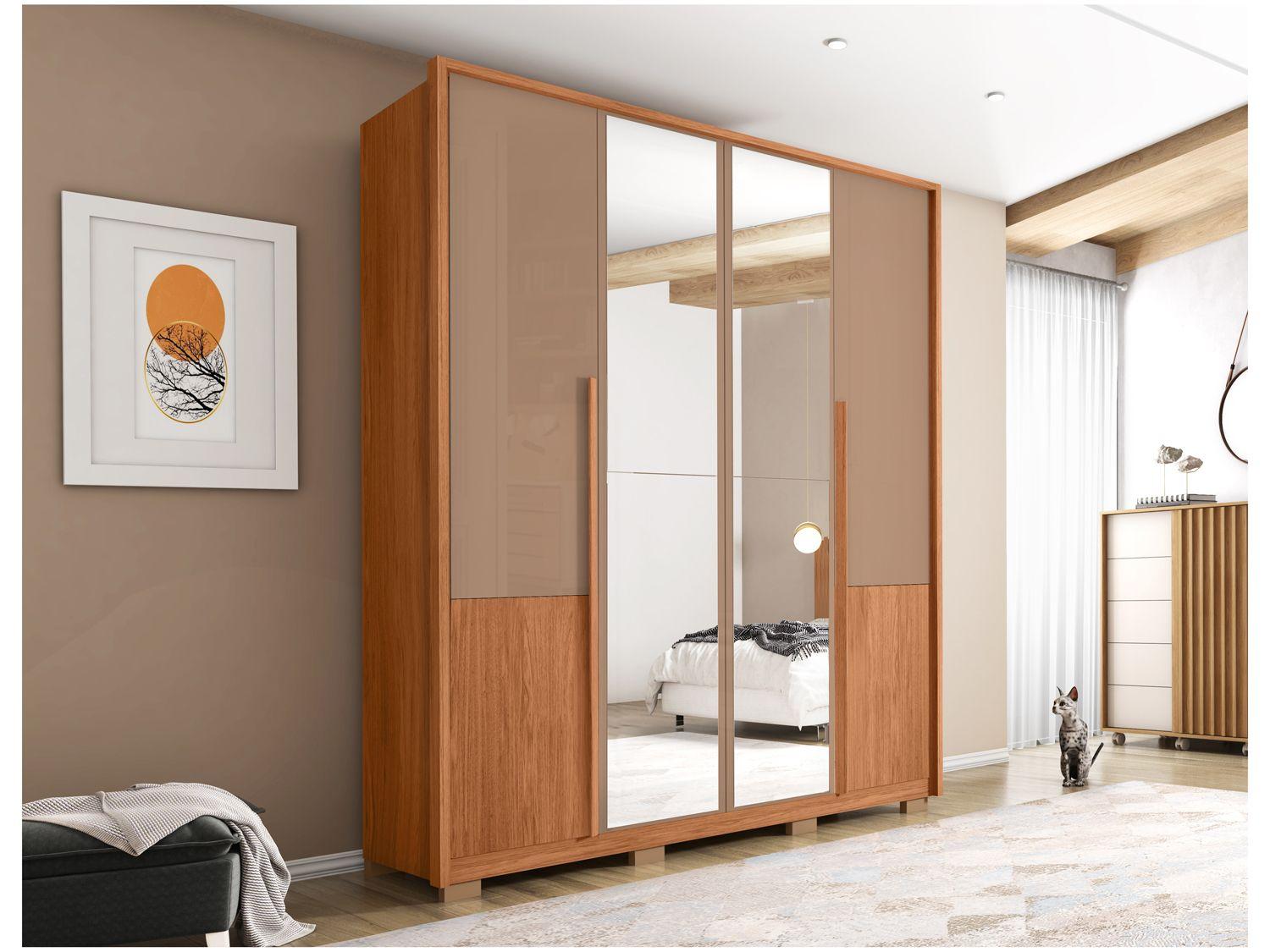 Guarda-roupa Casal com Espelho 3 Gavetas 4 Portas Caemmun Tango