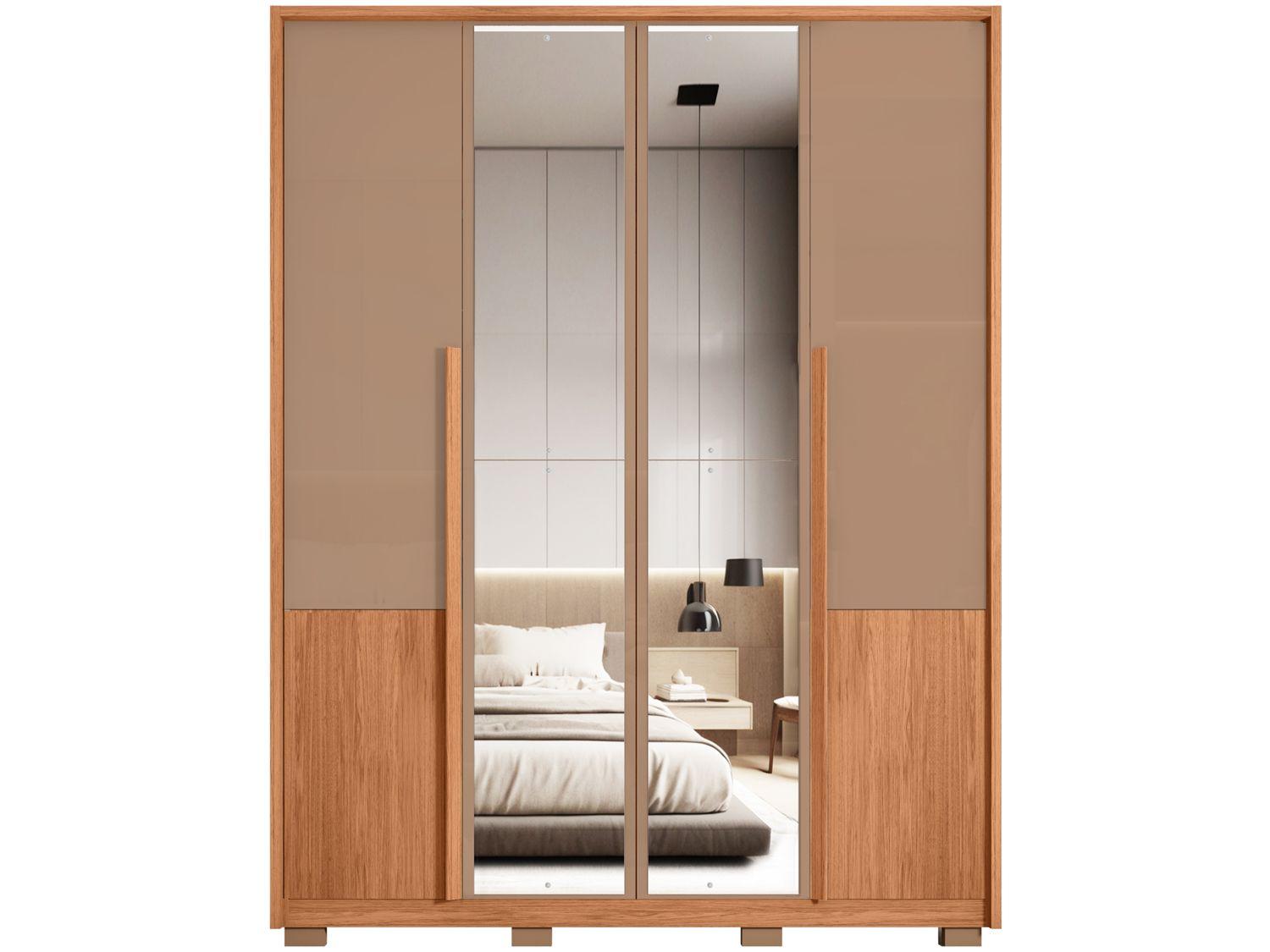 Guarda-roupa Casal com Espelho 3 Gavetas 4 Portas Caemmun Tango