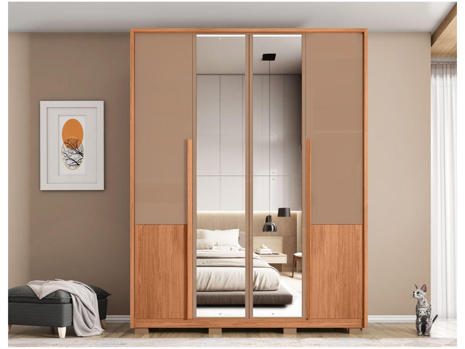 Guarda-roupa Casal com Espelho 3 Gavetas 4 Portas Caemmun Tango