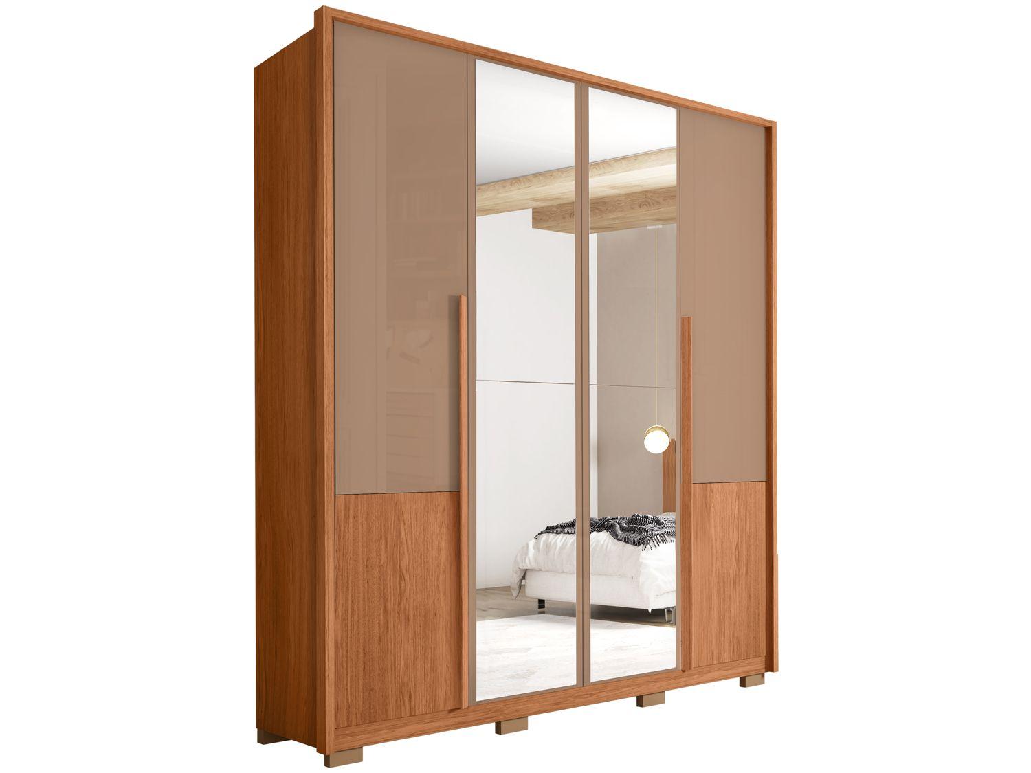 Guarda-roupa Casal com Espelho 3 Gavetas 4 Portas Caemmun Tango