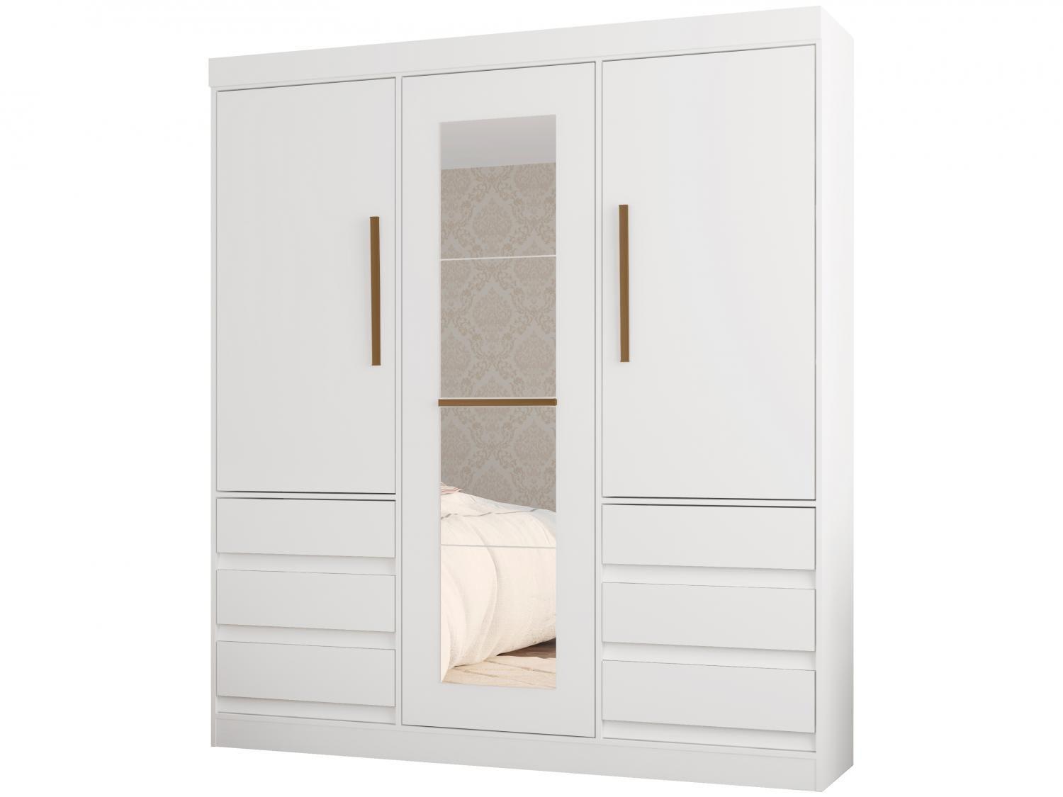 Guarda-roupa Casal com Espelho 3 Portas 6 Gavetas E77020-50