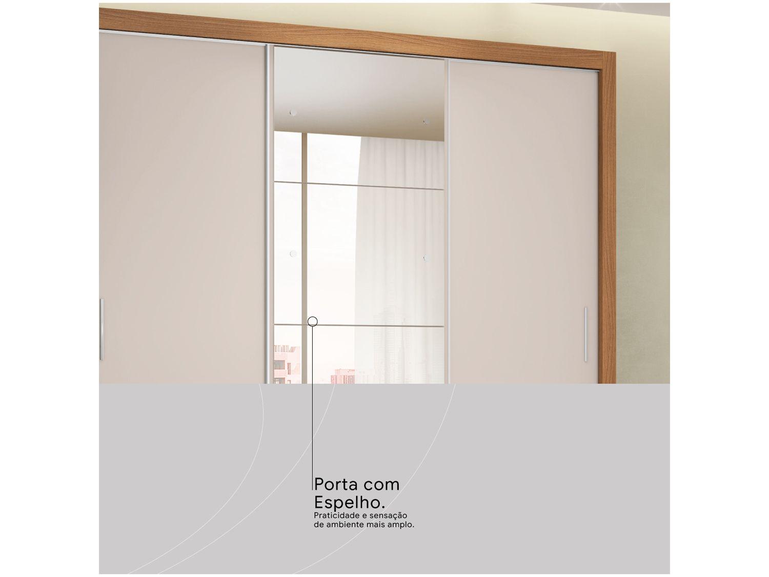 Guarda-roupa Casal com Espelho 3 Portas de Correr 2 Gavetas Demóbile Residence Flex